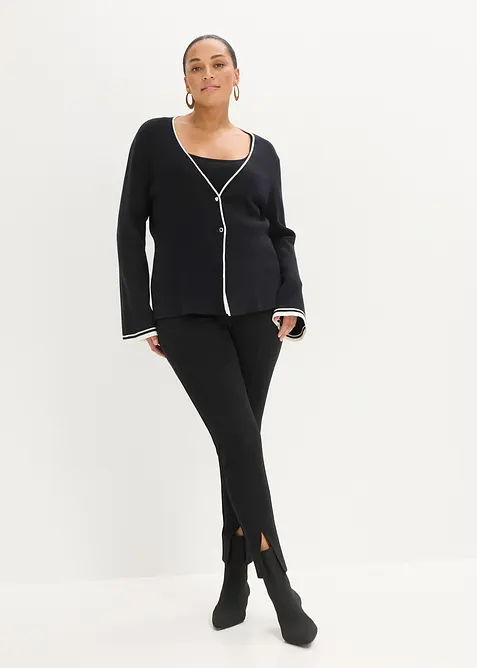 Ribbestrikket cardigan i viskosemiks, bonprix