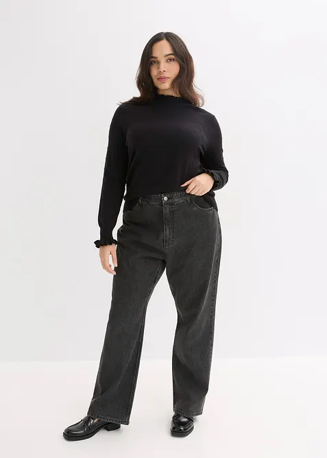 Finstrikket genser i viskosemiks, bonprix