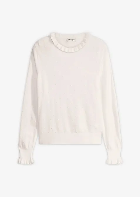 Finstrikket genser i viskosemiks, bonprix