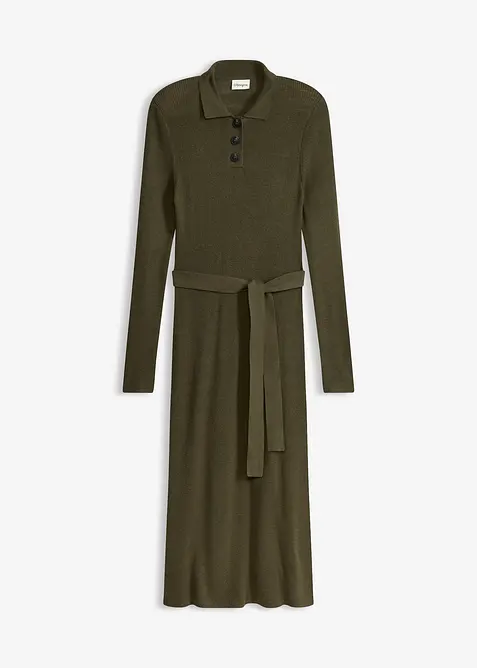 Ribbestrikket kjole i viskosemiks, bonprix