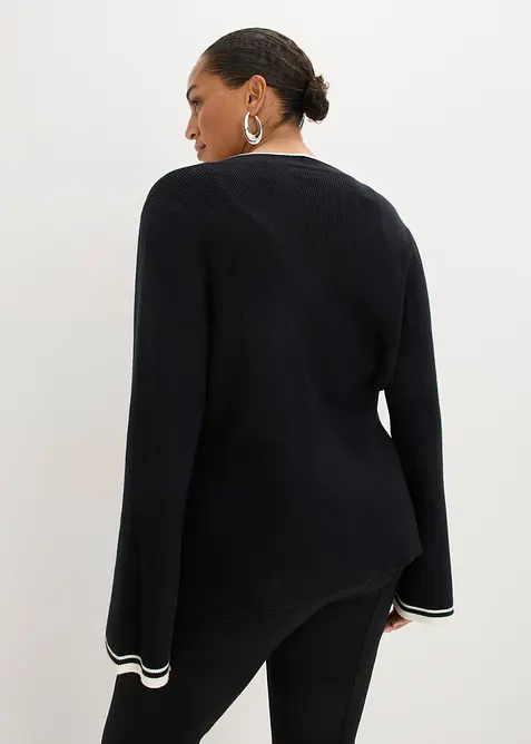 Ribbestrikket cardigan i viskosemiks, bonprix