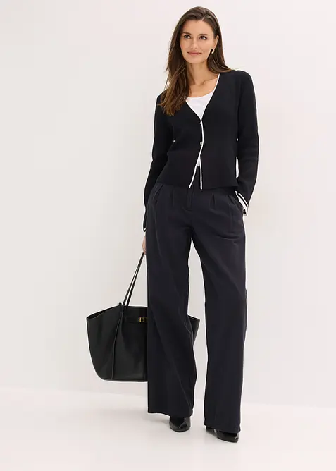 Ribbestrikket cardigan i viskosemiks, bonprix