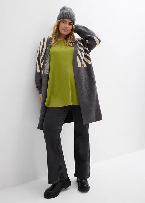 Langermet topp i bomull-/viskosemiks, bonprix