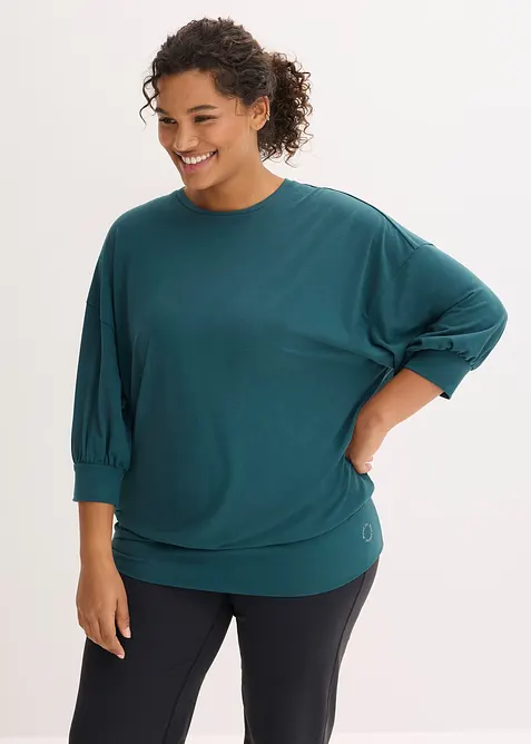 Oversized treningstopp med 3/4-lange ermer, hurtigt&oslash;rkende, bonprix