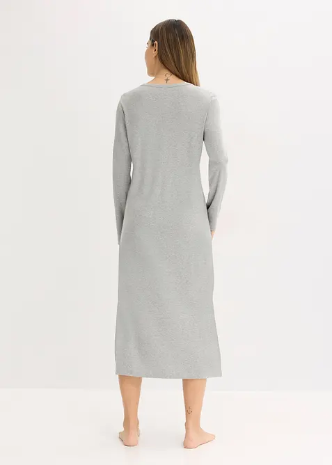 Nattkjole i ribbemateriale med knappestolpe, bonprix