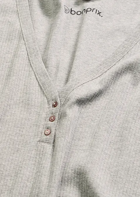 Nattkjole i ribbemateriale med knappestolpe, bonprix