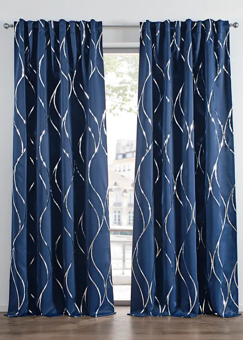 M&oslash;rkleggingsgardin med glanstrykk (1-pack), bonprix