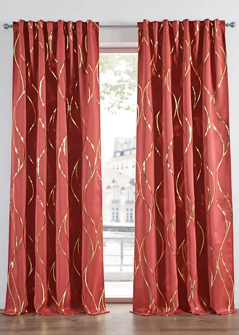 M&oslash;rkleggingsgardin med glanstrykk (1-pack), bonprix