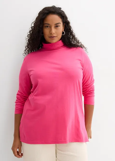 Topp i &oslash;kologisk bomull med h&oslash;y hals, bonprix