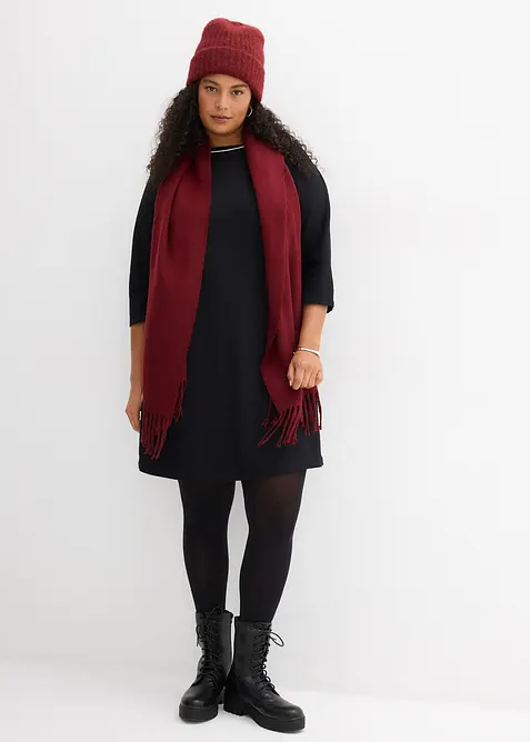 Trikotkjole i &oslash;kologisk bomull med striper i kontrastfarge, bonprix