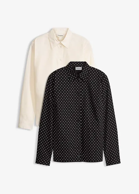 Bluse med bomull i dobbelpakning, bonprix