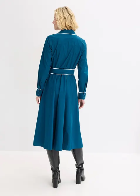 Skjortekjole av bomullspopelin med strykefri utrusting, bonprix