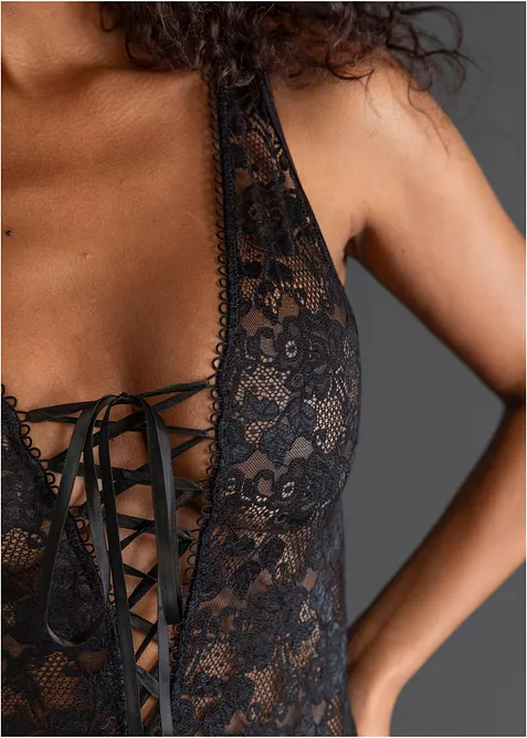 Body ouvert med wetlook, bonprix