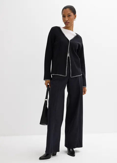 Bukse i viskosemiks med vide ben og h&oslash;y midje, bonprix