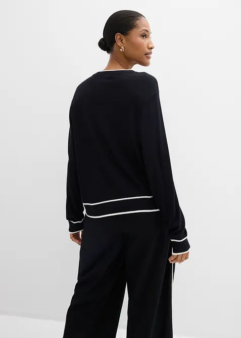 Finstrikket genser i viskosemiks, bonprix