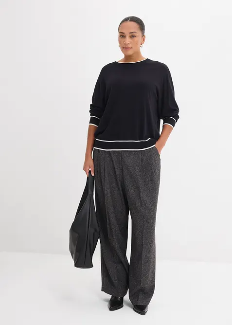 Finstrikket genser i viskosemiks, bonprix