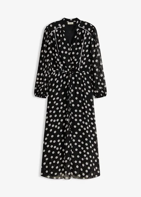 Chiffonkjole med kontrastpiping, bonprix