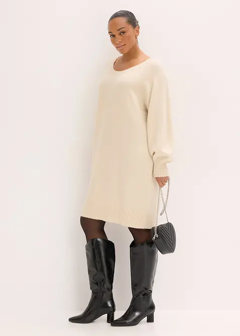 Kort, strikket kjole, bonprix