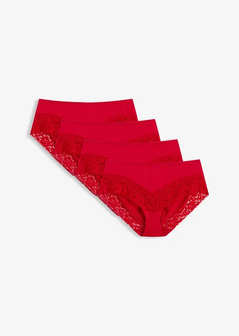 Panty med blonder (4-pack), bonprix
