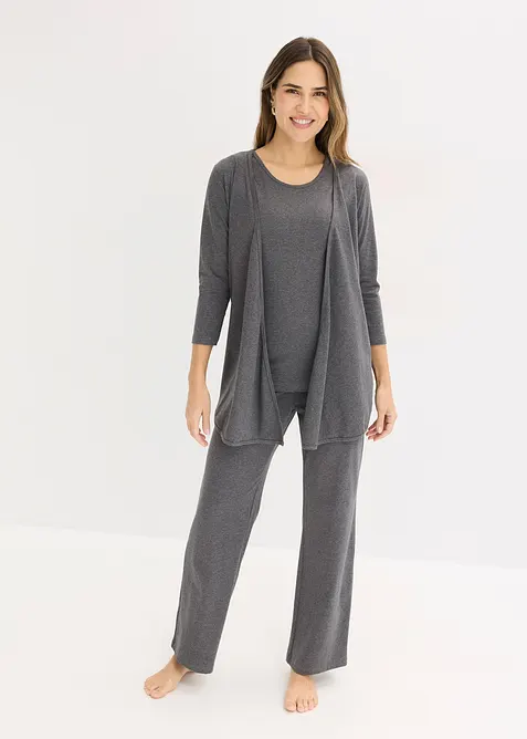 Loungewear kosedress (3-delt sett) med viskose, bonprix