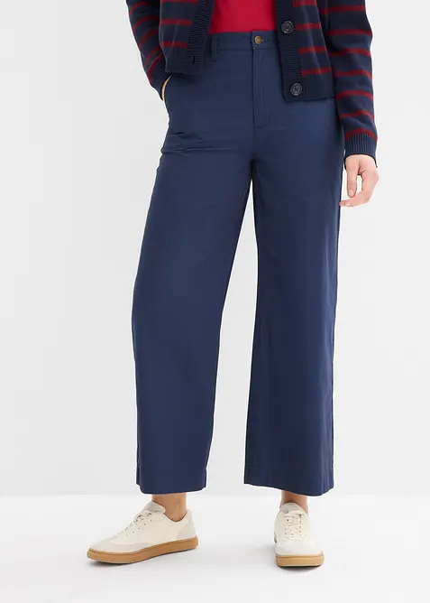 Vid bukse i ren bomull, High Waist, bonprix