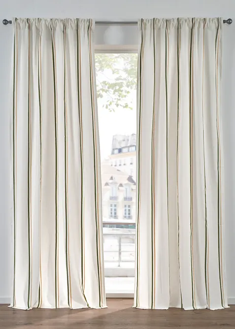 Gardin med vevd stripem&oslash;nster (1-pack), bonprix