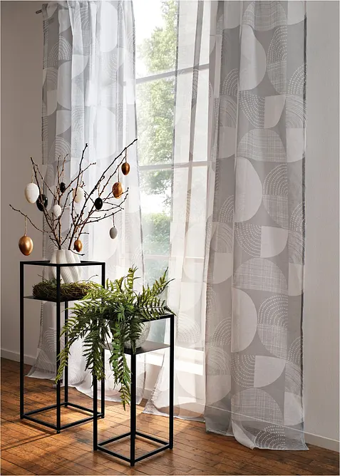 Gardin med resirkulert polyester og trykt m&oslash;nster (1-pack), bonprix