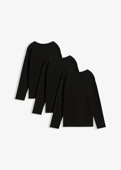 Langermet topp med &oslash;kologisk bomull (3-pack), bonprix