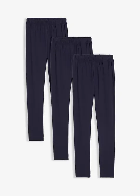 Leggings i elastisk, &oslash;kologisk bomullsmiks (3-pack), bonprix