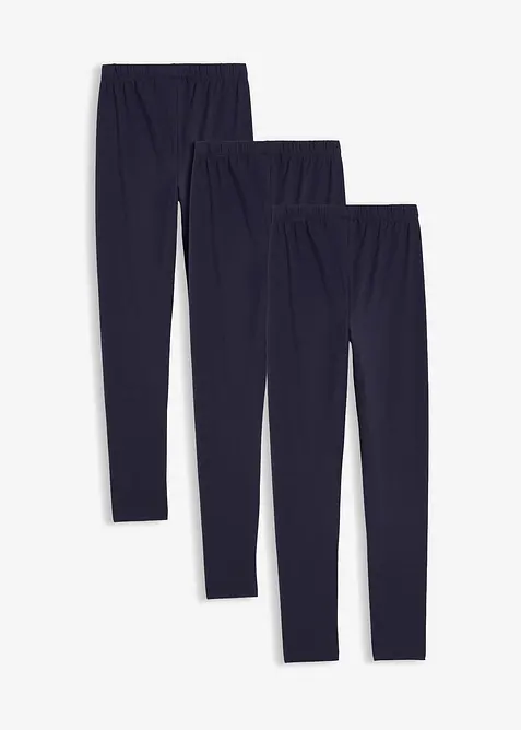 Leggings i elastisk, &oslash;kologisk bomullsmiks (3-pack), bonprix