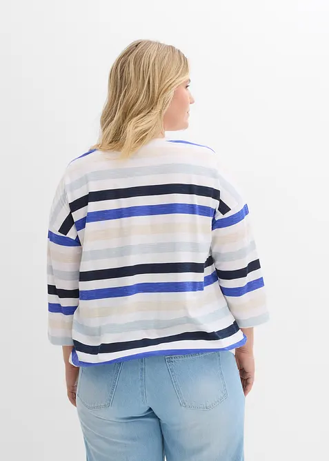 Topp i &oslash;kologisk bomullsslub, 3/4-lange ermer, bonprix