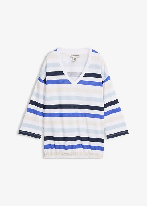 Topp i &oslash;kologisk bomullsslub, 3/4-lange ermer, bonprix