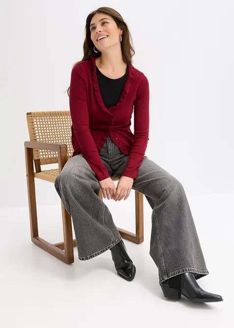 Finstrikket jakke av lett viskosemiks, bonprix