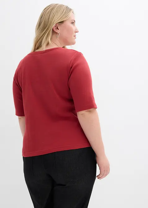 Ribbestrikket topp med &oslash;kologisk bomull (2-pack), bonprix