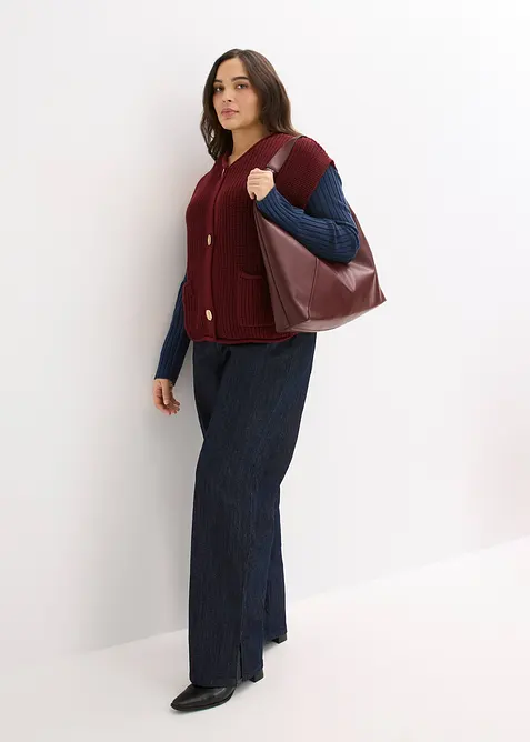 Strikket vest med lommer, bonprix