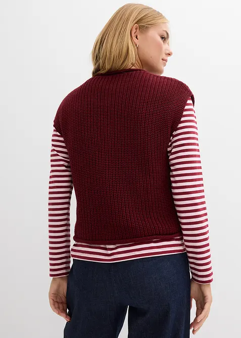 Strikket vest med lommer, bonprix