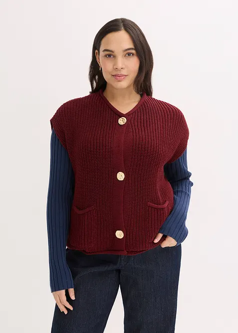 Strikket vest med lommer, bonprix