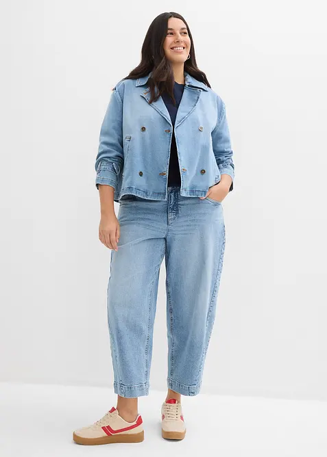 Barrel jeans, Mid Waist, cropped, bonprix