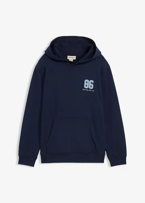 Hettegenser i 100% &oslash;kologisk bomull med stort trykk i ryggen, Loose fit, bonprix