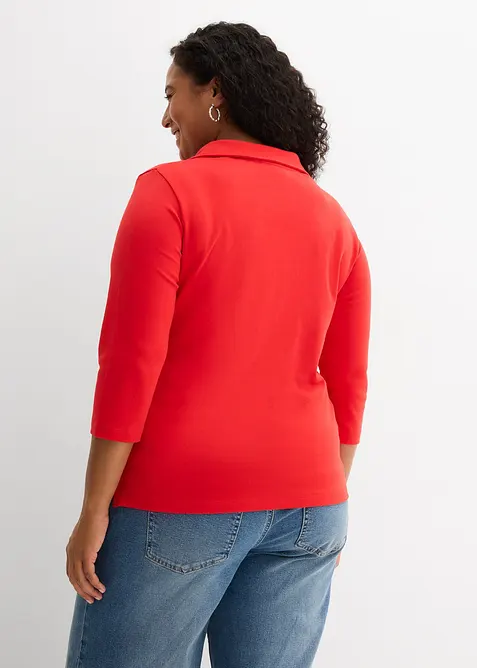 Topp med krage i 100% &oslash;kologisk bomull, bonprix