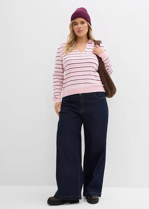 Genser med krage og V-hals, bonprix