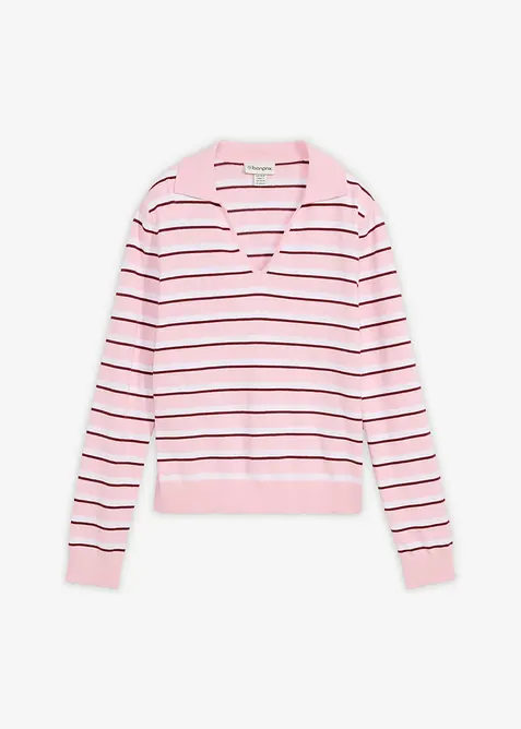 Genser med krage og V-hals, bonprix