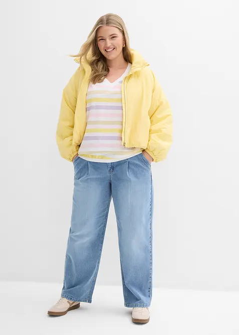 Topp i &oslash;kologisk bomullsslub, 3/4-lange ermer, bonprix