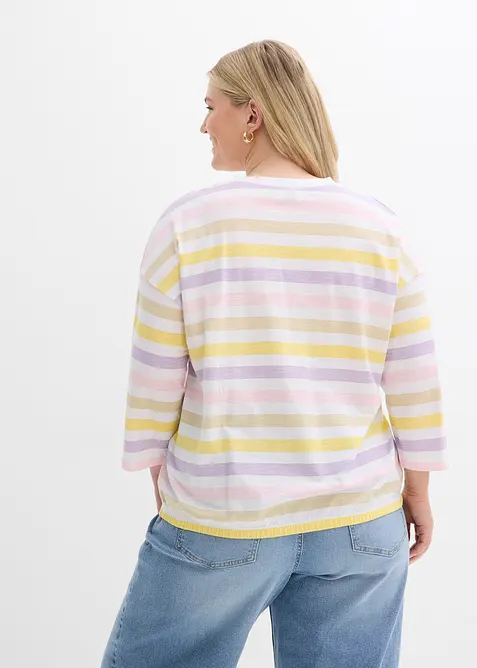 Topp i &oslash;kologisk bomullsslub, 3/4-lange ermer, bonprix