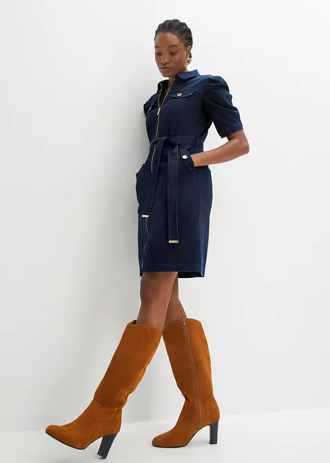 Jeanskjole med glidel&aring;s, bonprix