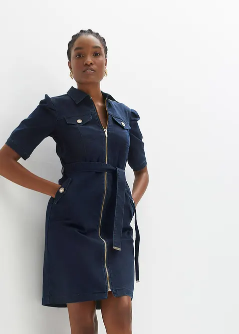 Jeanskjole med glidel&aring;s, bonprix