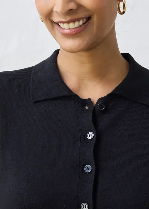 Genser med silke og krage, bonprix