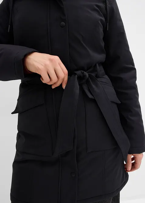 Kort, vannavvisende k&aring;pe med belte, leopardm&oslash;nstret f&ocirc;r, bonprix