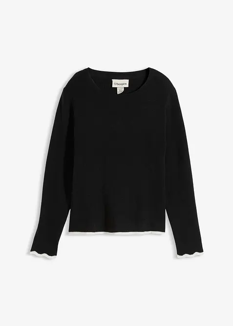 Strikket genser med kontrastfarge p&aring; kantene, bonprix