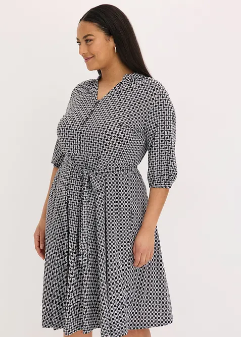 Trikotkjole med knytebelte (2-pack), bonprix